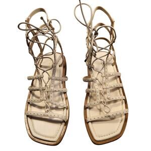 NEW Stuart Weitzman Kora pearly stud gladiator sandal seashell size 6